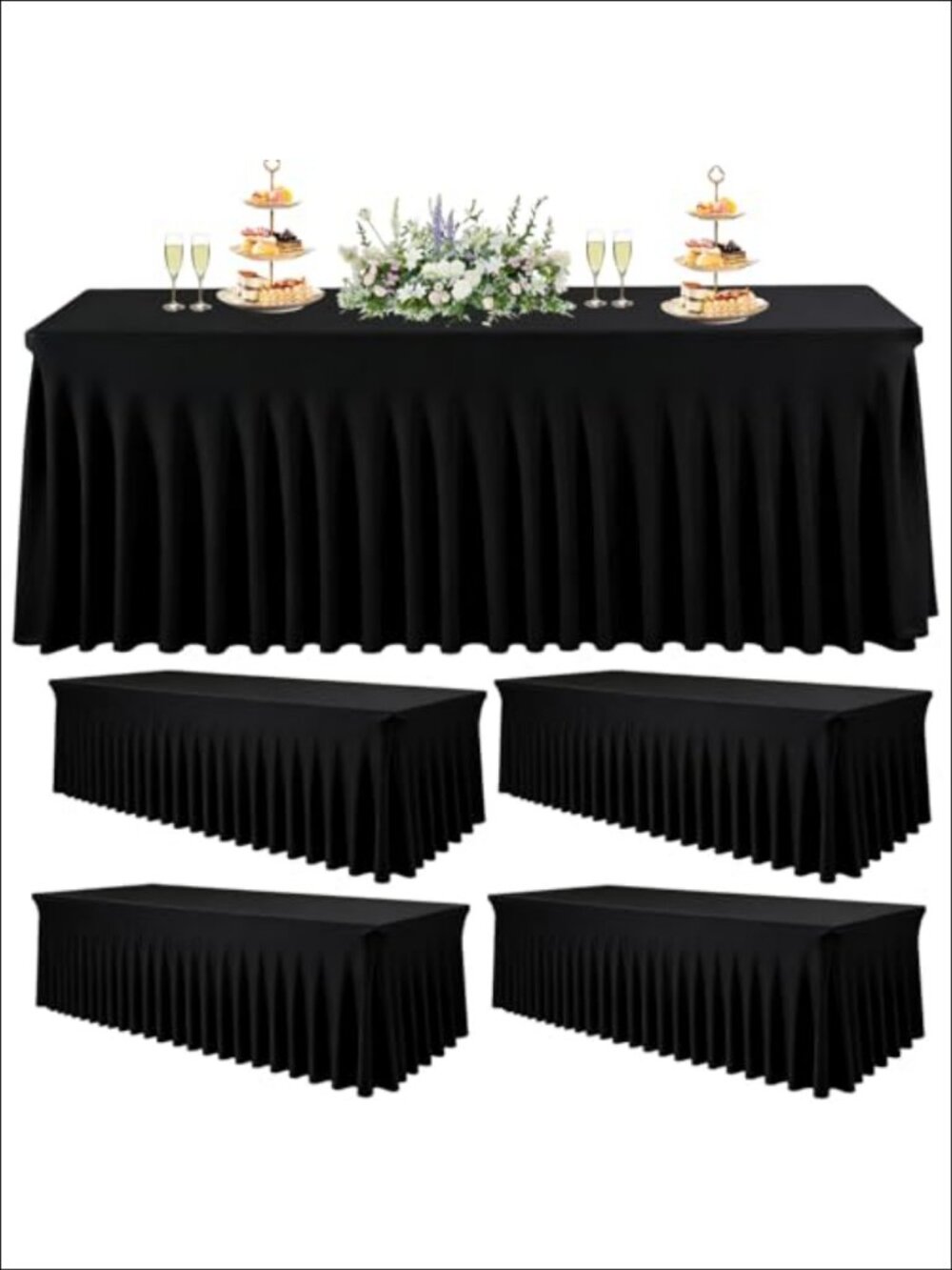 5 Pack Spandex Tablecloths 6ft Rectangle Fitted Covers